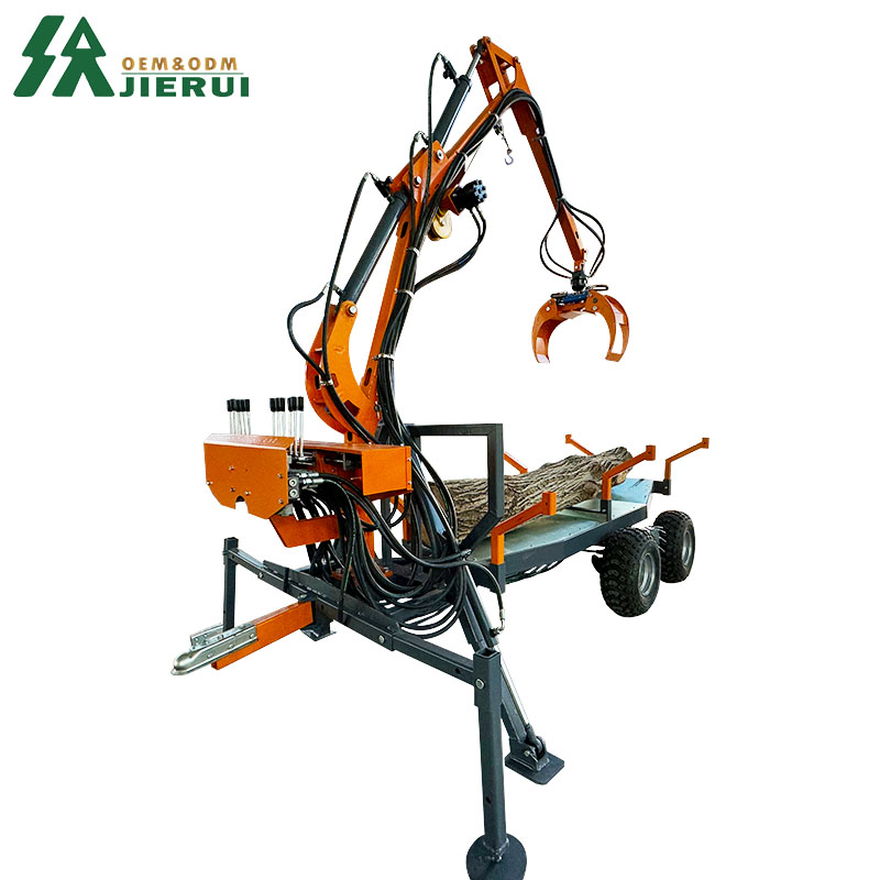 Trailer in legno con gru
