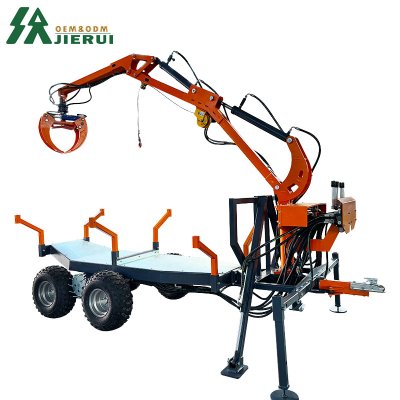 Grue sur remorque à grumes