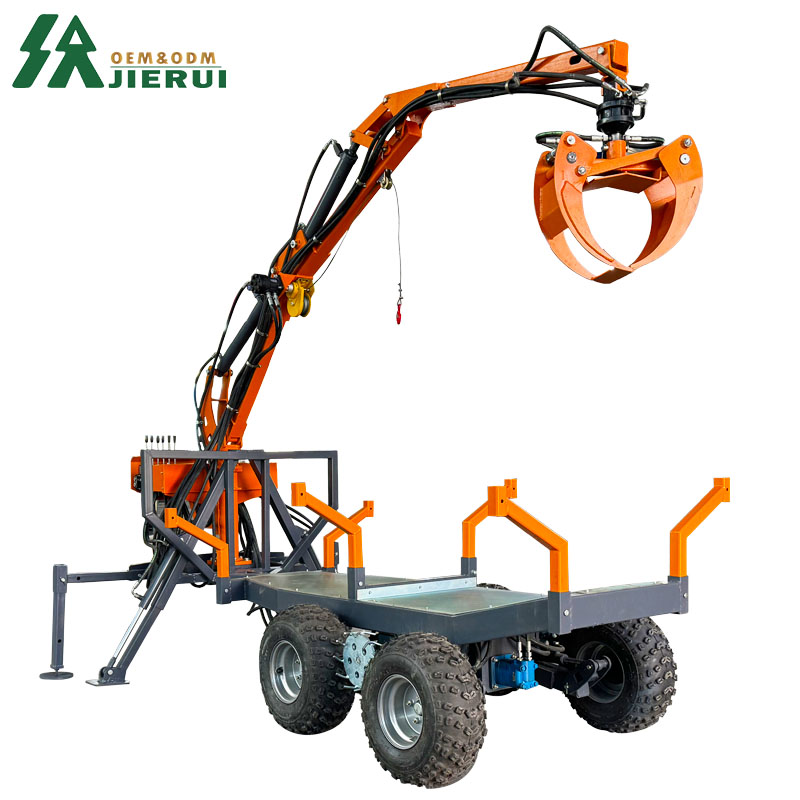 Trailer in legno con gru