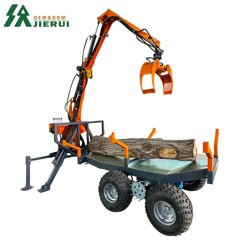 Trailer in legno con gru